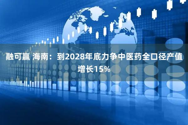 融可赢 海南：到2028年底力争中医药全口径产值增长15%