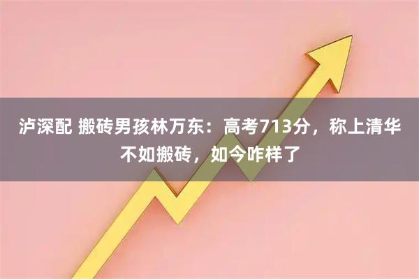 泸深配 搬砖男孩林万东：高考713分，称上清华不如搬砖，如今咋样了