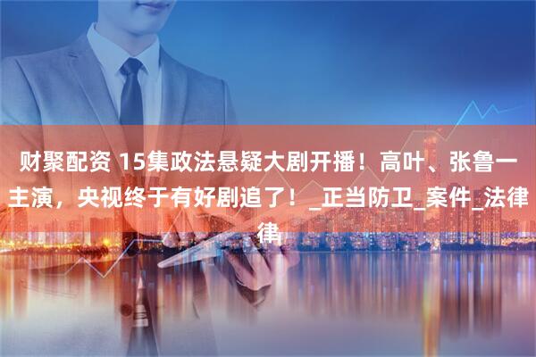 财聚配资 15集政法悬疑大剧开播！高叶、张鲁一主演，央视终于有好剧追了！_正当防卫_案件_法律